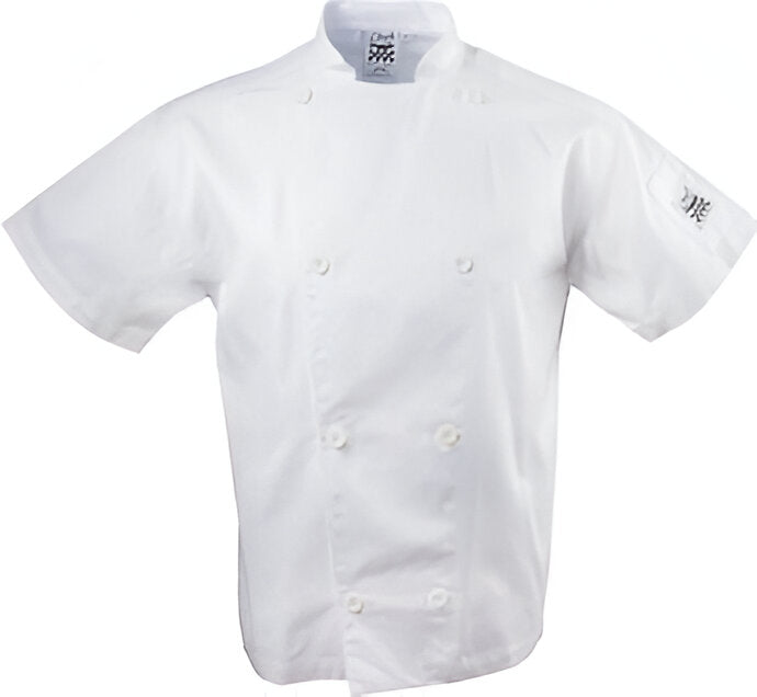 Chef Revival - Poly Cotton Classic White Short Sleeve Chef Jacket With 8 White Buttons - J005 - DISCONTINUED