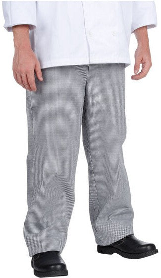 Chef Revival - Poly-Cotton Houndstooth Comfy Fit Baggy Pant with 2" Elastic Waistband - P020HT - DISCONTINUED