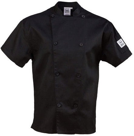 Chef Revival - Poly Cotton Performance Black Short Sleeve Chef Jacket With 8 Black Buttons - J205BK