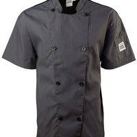 Chef Revival - Poly Cotton Performance Grey Short Sleeve Chef Jacket With 8 Black Buttons - J205GR