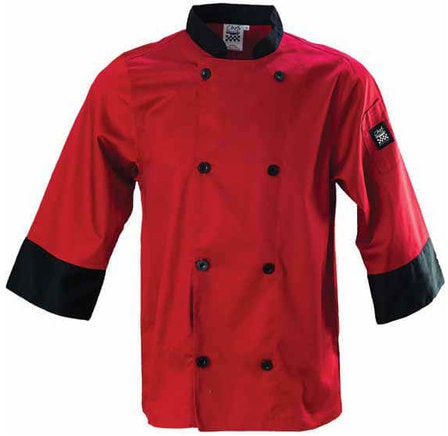 Chef Revival - Poly Cotton Tomato Crew Fresh 3/4 Sleeve Chef Jacket With 8 Black Buttons - J134TM - DISCONTINUED