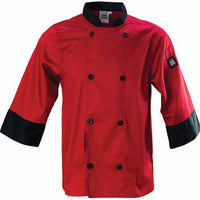 Chef Revival - Poly Cotton Tomato Crew Fresh 3/4 Sleeve Chef Jacket With 8 Black Buttons - J134TM - DISCONTINUED