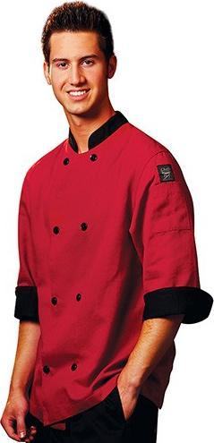 Chef Revival - Poly Cotton Tomato Crew Fresh 3/4 Sleeve Chef Jacket With 8 Black Buttons - J134TM - DISCONTINUED