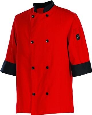 Chef Revival - Poly Cotton Tomato Crew Fresh 3/4 Sleeve Chef Jacket With 8 Black Buttons - J134TM - DISCONTINUED