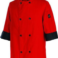 Chef Revival - Poly Cotton Tomato Crew Fresh 3/4 Sleeve Chef Jacket With 8 Black Buttons - J134TM - DISCONTINUED