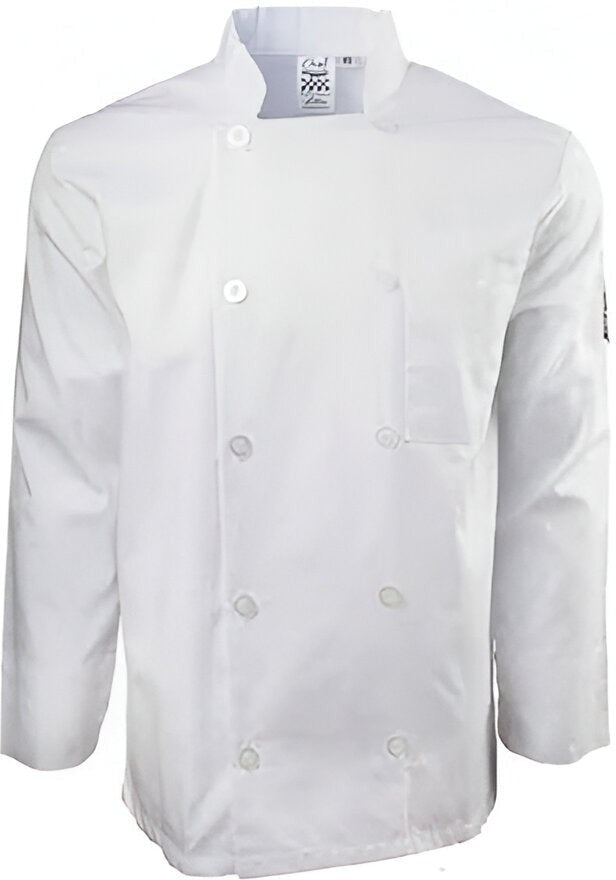 Chef Revival - Poly Cotton White Long Sleeve Chef Jacket With 10 Pearl Button - J100