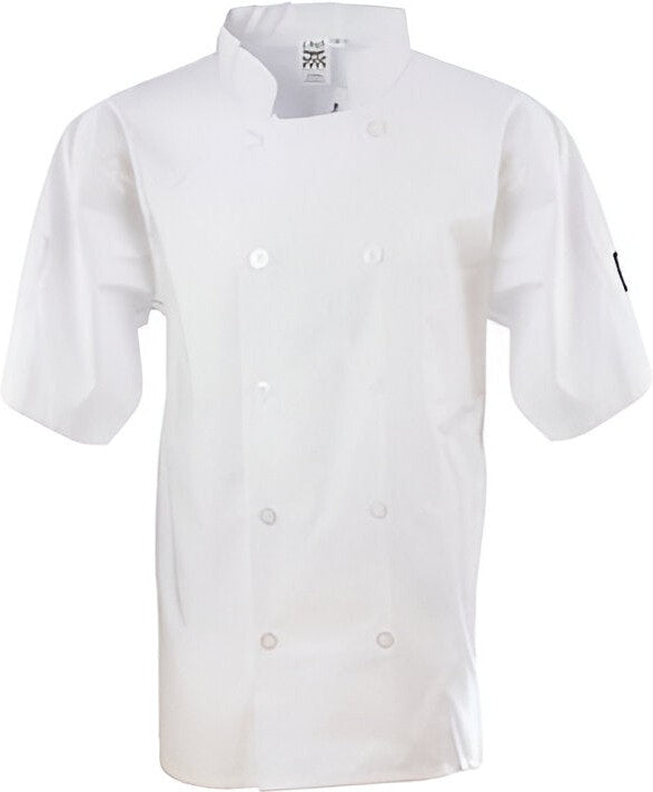 Chef Revival - Poly Cotton White Short Sleeve Chef Jacket With 10 Pearl Button - J105