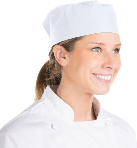 Chef Revival - Poly-Cotton White Top Chef's Pillbox Hat & Mesh Top - H002