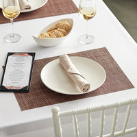 Chef Revival - RITZ® 13" x 19" PVC Rectangle Brown/Black/Silver 4x4 Open Basketweav Placemat, 12/Pack - 64902
