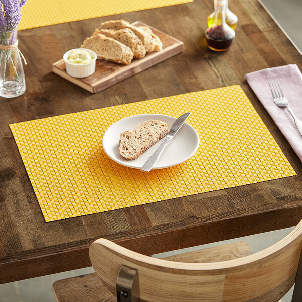 Chef Revival - RITZ® 13" x 19" PVC Rectangle Lemon Placemat, 12/Pack - 64802