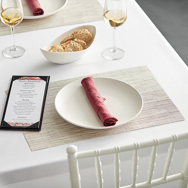 Chef Revival - RITZ® 13" x 19" PVC Rectangle Oatmeal Grass Cloth Placemat, 12/Pack - 64911