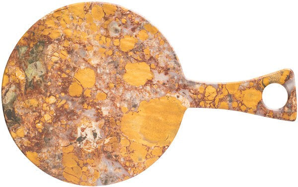 Cheforward - Lapis 15.3" x 9.6" Gold Canyon Jasper Agate Round Board With Handle - 15019052032