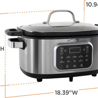Chef's Choice - 6 Qt Capacity Black Stainless Steel Non-Stick Extra-Large 20-in-1 Multi Slow Cooker - VCCC20SS13