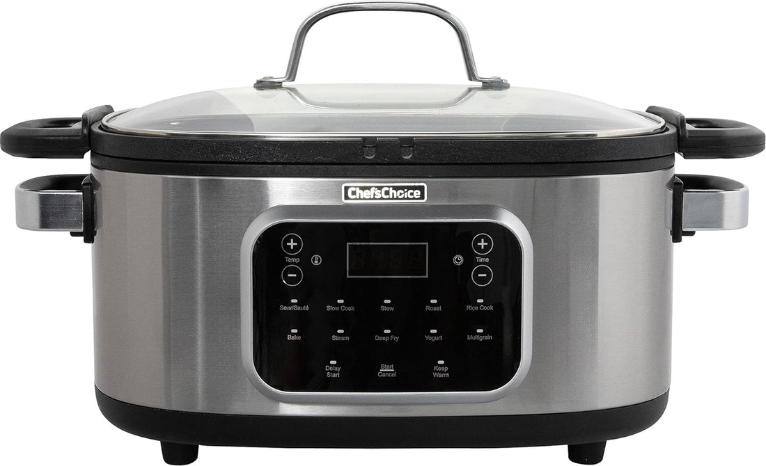 Chef's Choice - 6 Qt Capacity Black Stainless Steel Non-Stick Extra-Large 20-in-1 Multi Slow Cooker - VCCC20SS13