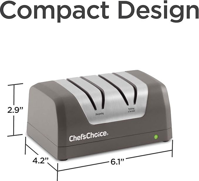 Chef's Choice - Grey Rechargeable Two-Stage DC 220 Electric Knife Sharpener with 2-Stage 20° Dizor, Gift Box - SHC22BGY11