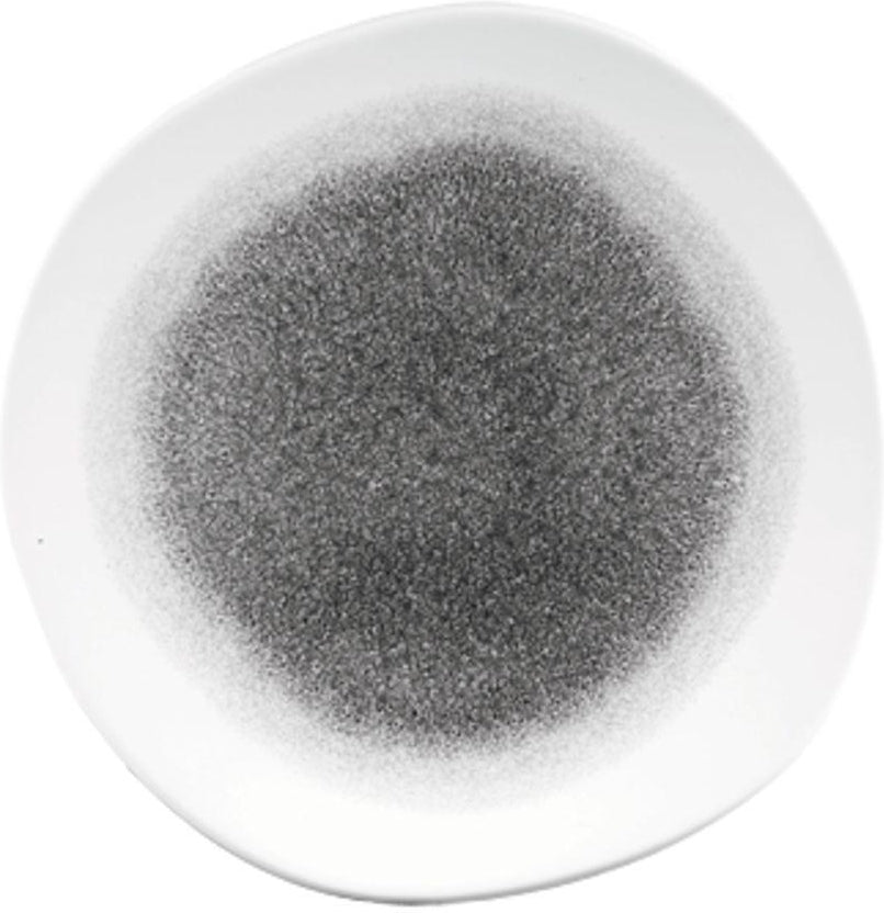 Churchill - 10.3" Super Vitrified Studio Prints Raku Organic Round Plate Quartz Black, Pack of 12 - RKBQOG101