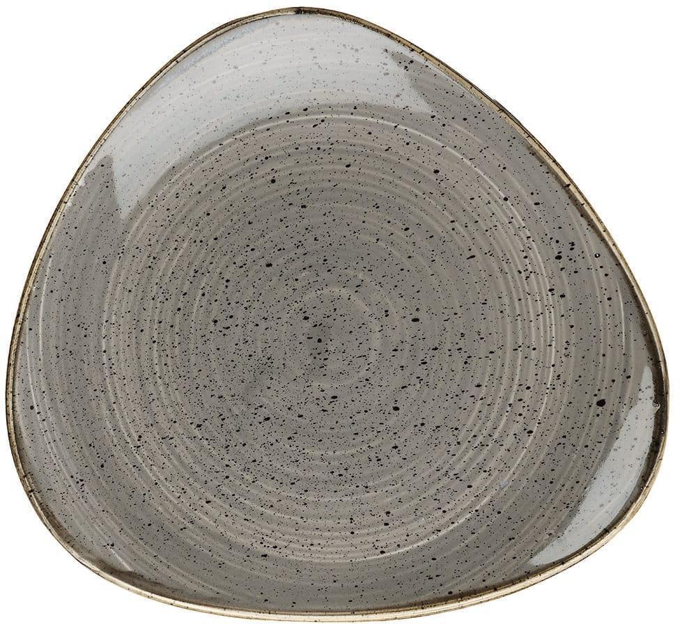 Churchill - 10.4" Super Vitrified Stonecast Peppercorn Grey Triangle Plate, Pack of 12 - SPGSTR101