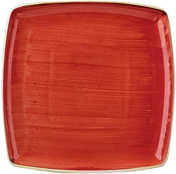 Churchill - 10.5" Super Vitrified Stonecast Berry Red Deep Square Plate, Pack of 6 - SBRSDS101