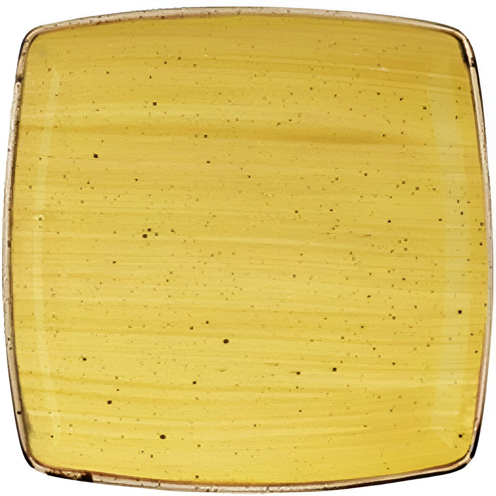 Churchill - 10.5" Super Vitrified Stonecast Mustard Seed Yellow Deep Square Plate, Pack of 6 - SMSSDS101