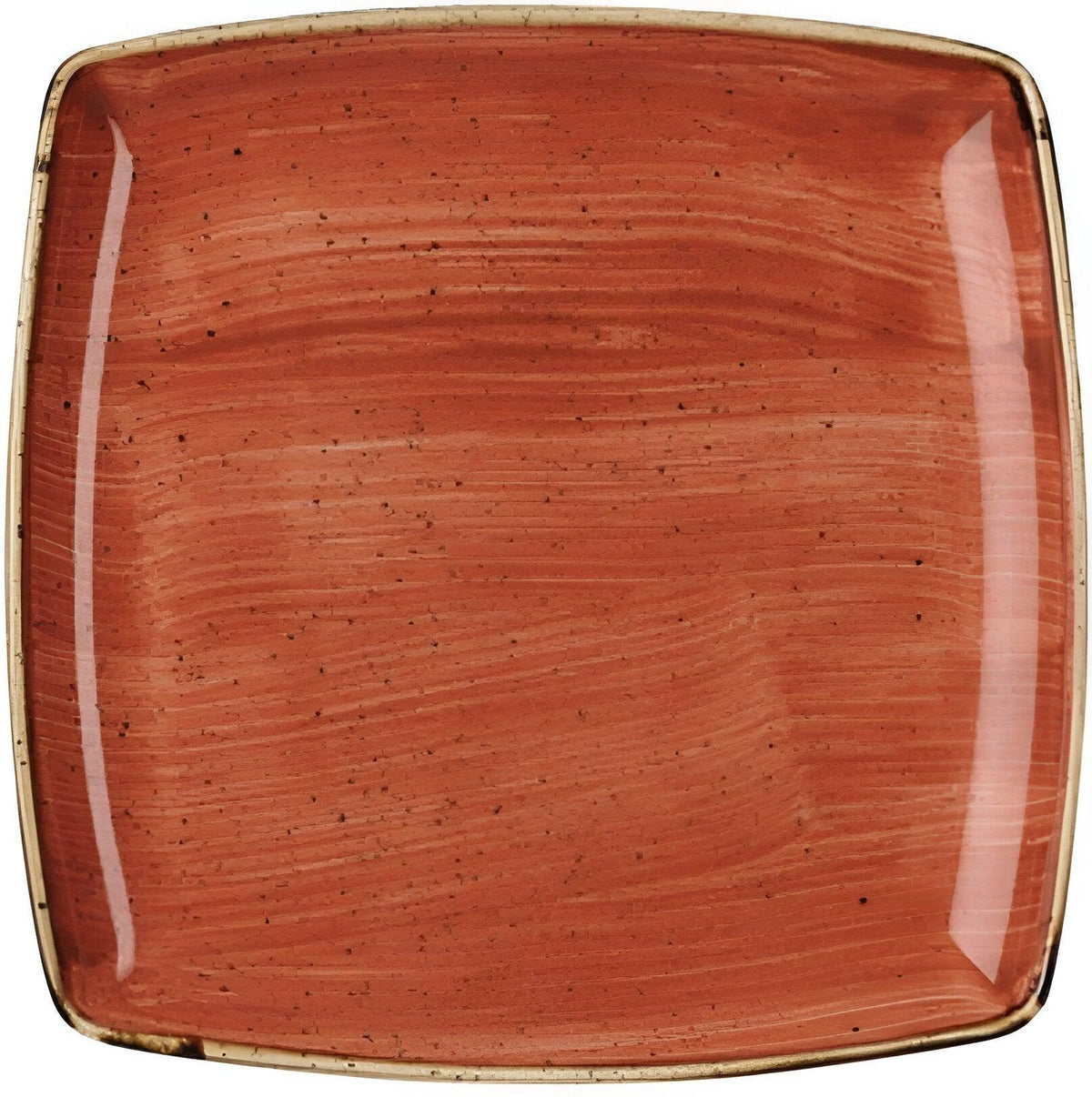 Churchill - 10.5" Super Vitrified Stonecast Spiced Orange Deep Square Plate, Pack of 6 - SSOSDS101