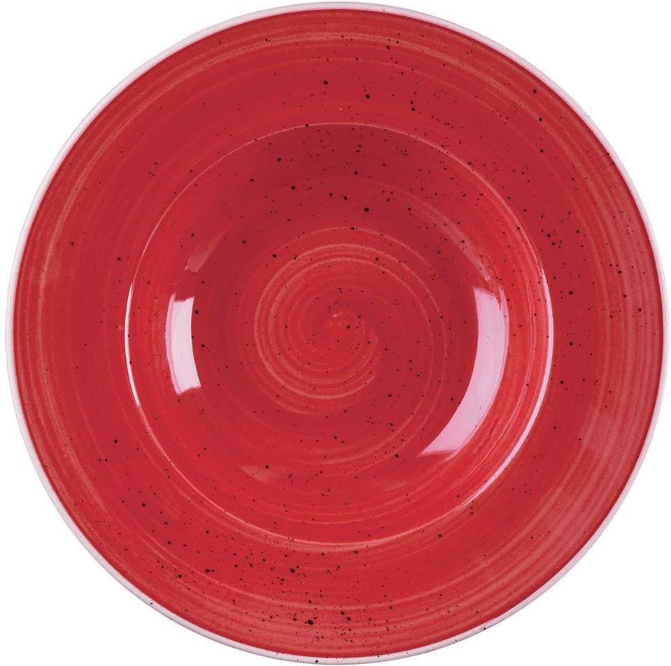 Churchill - 11" Super Vitrified Stonecast Berry Red Wide Rim Bowl, Pack of 12 - SBRSVWBL1