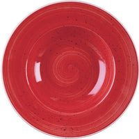 Churchill - 11" Super Vitrified Stonecast Berry Red Wide Rim Bowl, Pack of 12 - SBRSVWBL1