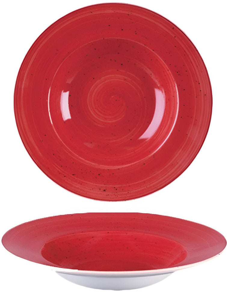 Churchill - 11" Super Vitrified Stonecast Berry Red Wide Rim Bowl, Pack of 12 - SBRSVWBL1