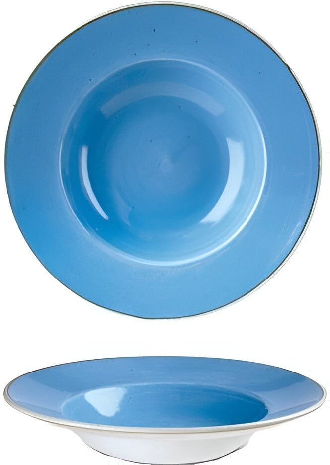 Churchill - 11" Super Vitrified Stonecast Cornflower Blue Wide Rim Bowl, Pack of 12 - SCFSVWBL1