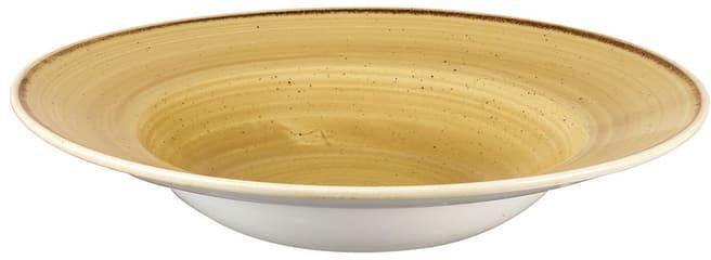 Churchill - 11" Super Vitrified Stonecast Mustard Seed Yellow Wide Rim Bowl, Pack of 12 - SMSSVWBL1
