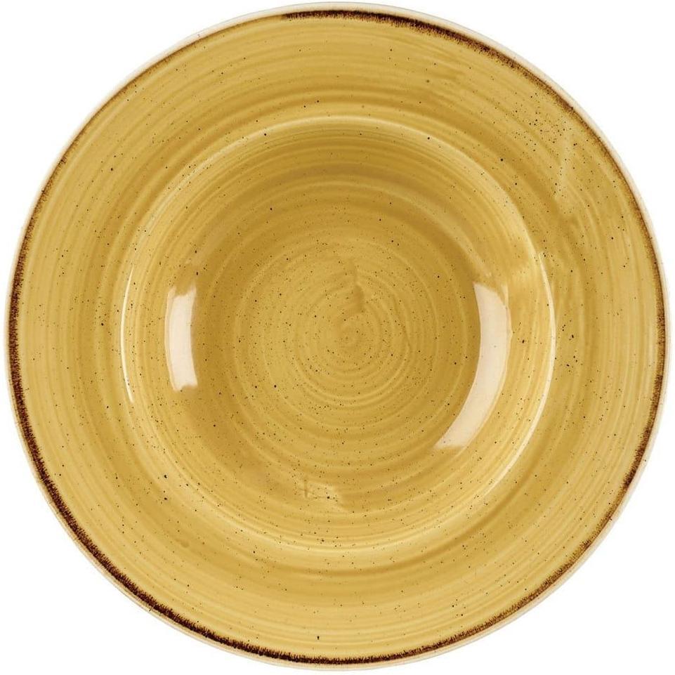 Churchill - 11" Super Vitrified Stonecast Mustard Seed Yellow Wide Rim Bowl, Pack of 12 - SMSSVWBL1