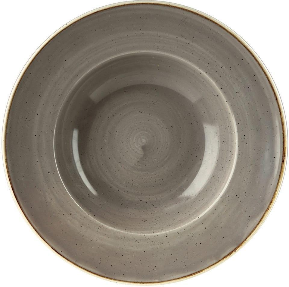 Churchill - 11" Super Vitrified Stonecast Peppercorn Grey Wide Rim Bowl, Pack of 12 - SPGSVWBL1