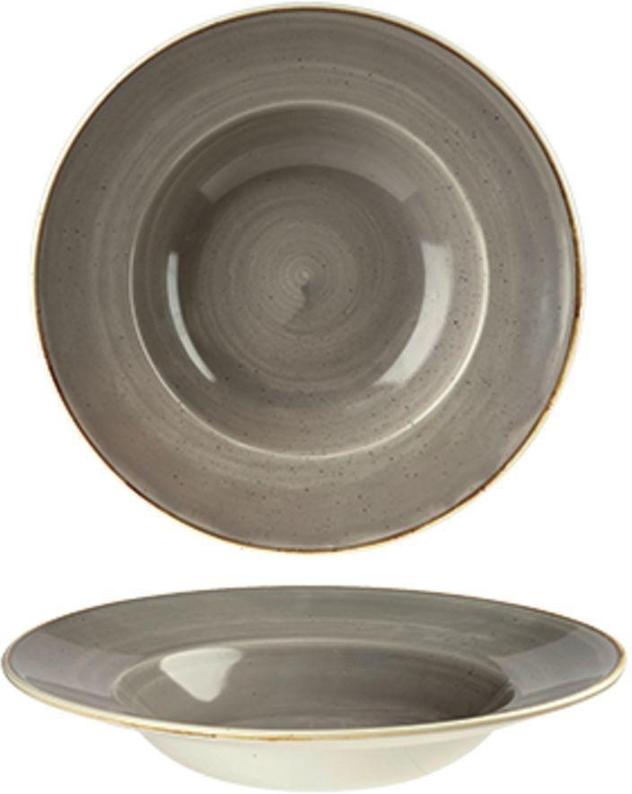 Churchill - 11" Super Vitrified Stonecast Peppercorn Grey Wide Rim Bowl, Pack of 12 - SPGSVWBL1