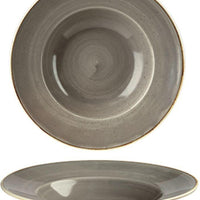 Churchill - 11" Super Vitrified Stonecast Peppercorn Grey Wide Rim Bowl, Pack of 12 - SPGSVWBL1