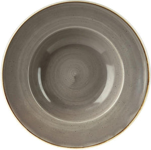 Churchill - 11" Super Vitrified Stonecast Peppercorn Grey Wide Rim Bowl Set of 12 - SPGSVWBL1