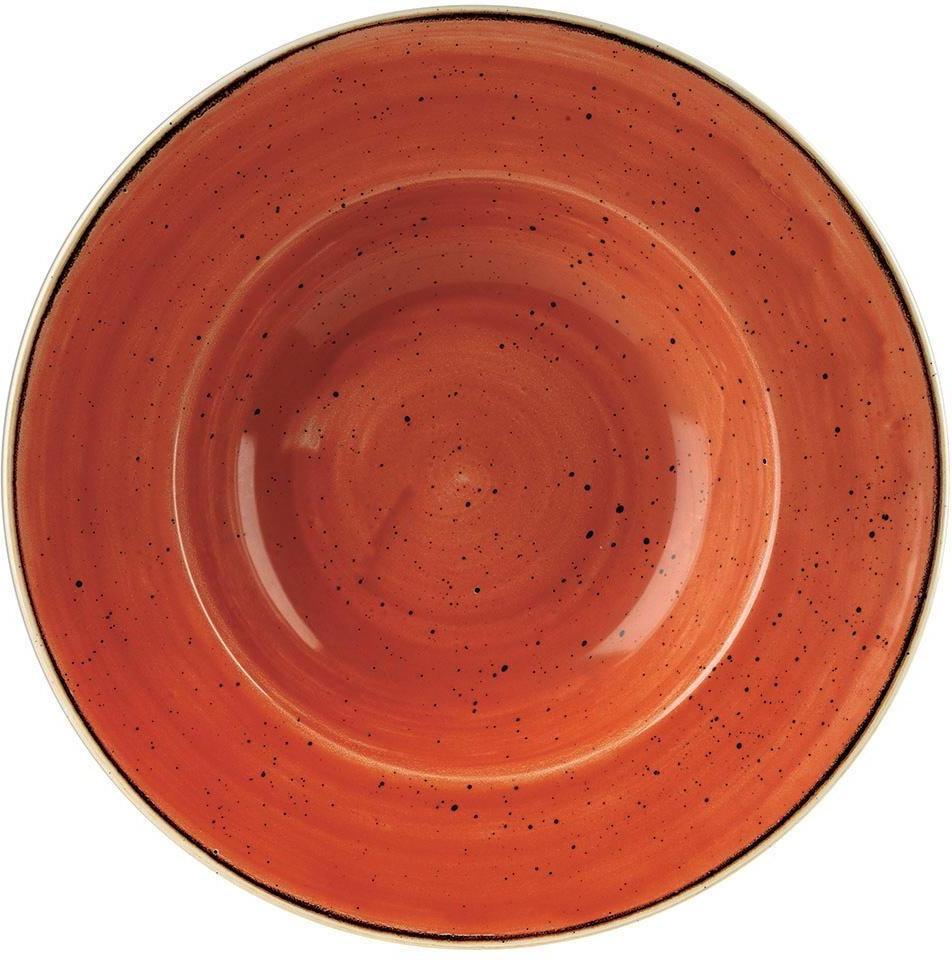 Churchill - 11" Super Vitrified Stonecast Spiced Orange Wide Rim Bowl, Pack of 12 - SSOSVWBL1