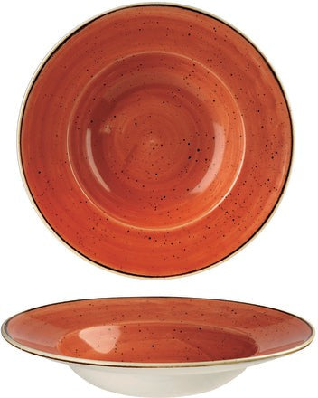 Churchill - 11" Super Vitrified Stonecast Spiced Orange Wide Rim Bowl, Pack of 12 - SSOSVWBL1