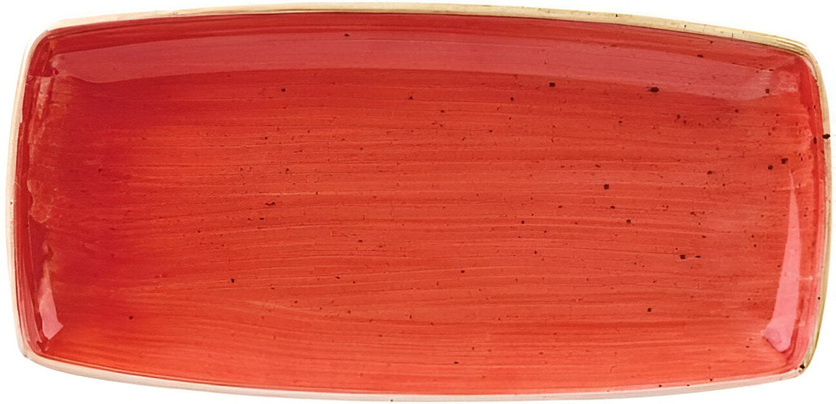 Churchill - 11.6" x 5.5" Super Vitrified Stonecast Berry Red Oblong Plate, Pack of 12 - SBRSOP111