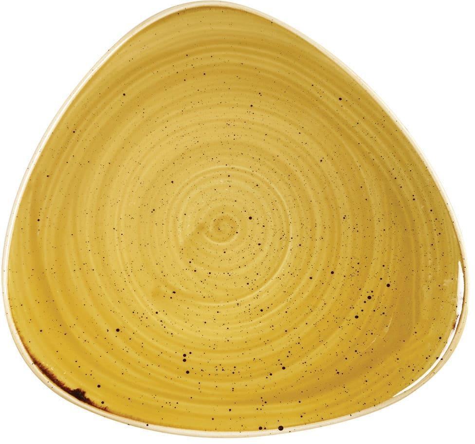 Churchill - 12.25" Super Vitrified Mustard Seed Yellow Stonecast Triangle Plate, Pack of 6 - SMSSTR121