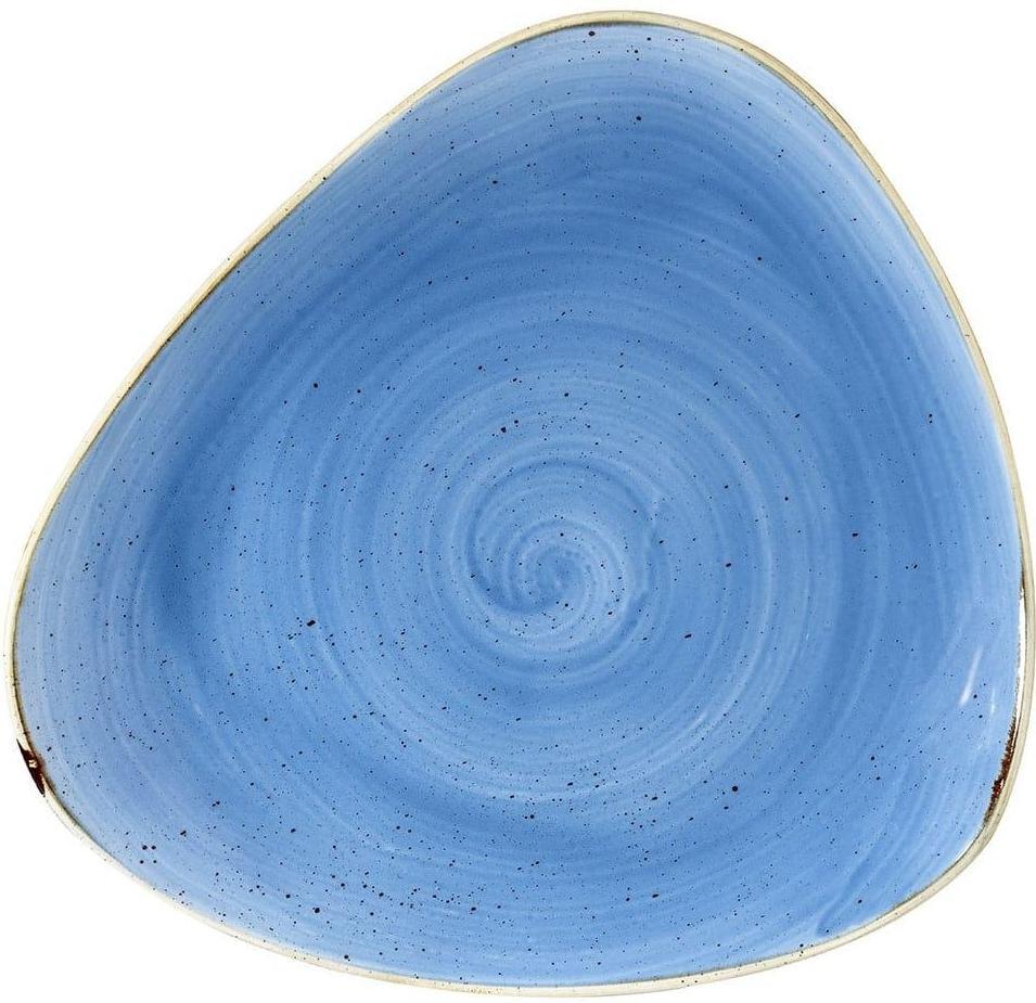 Churchill - 12.25" Super Vitrified Stonecast Cornflower Blue Triangle Plate, Pack of 6 - SCFSTR121