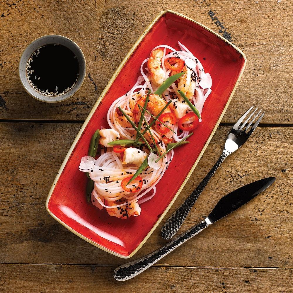 Churchill - 13.5" x 7.25" Super Vitrified Stonecast Berry Red Oblong Plate, Pack of 6 - SBRSOP141