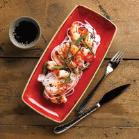 Churchill - 13.5" x 7.25" Super Vitrified Stonecast Berry Red Oblong Plate, Pack of 6 - SBRSOP141