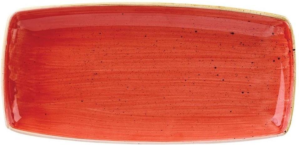 Churchill - 13.5" x 7.25" Super Vitrified Stonecast Berry Red Oblong Plate, Pack of 6 - SBRSOP141