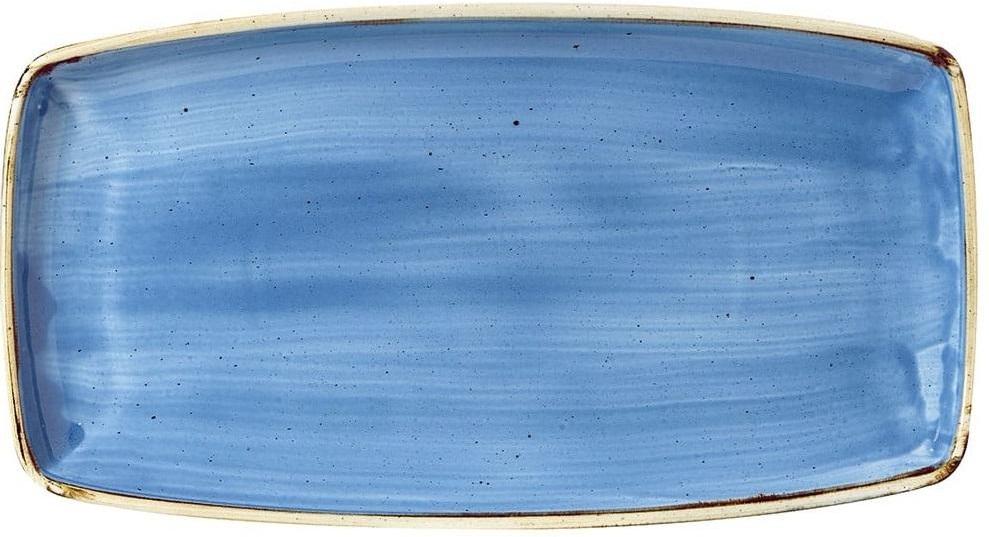 Churchill - 13.5" x 7.25" Super Vitrified Stonecast Cornflower Blue Oblong Plate, Pack of 6 - SCFSOP141