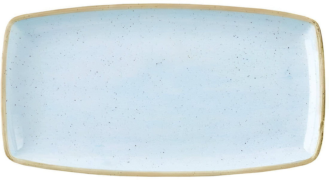 Churchill - 13.5" x 7.25" Super Vitrified Stonecast Duck Egg Blue Oblong Plate, Pack of 6 - SDESOP141