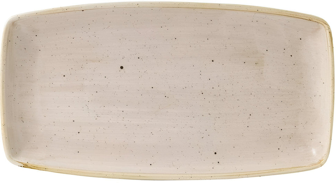 Churchill - 13.5" x 7.25" Super Vitrified Stonecast Nutmeg Cream Oblong Plate, Pack of 6 - SNMSOP141
