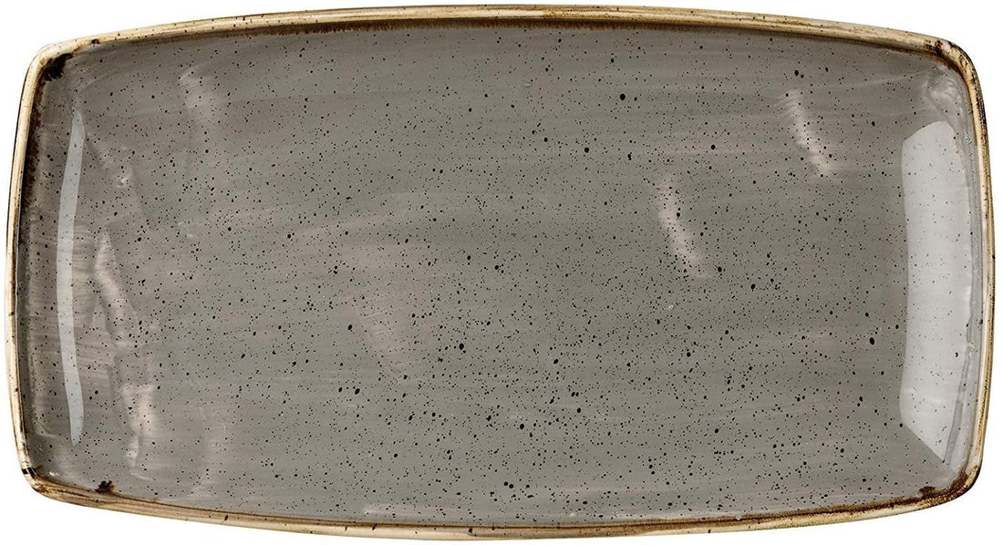 Churchill - 13.5" x 7.25" Super Vitrified Stonecast Peppercorn Grey Oblong Plate, Pack of 6 - SPGSOP141