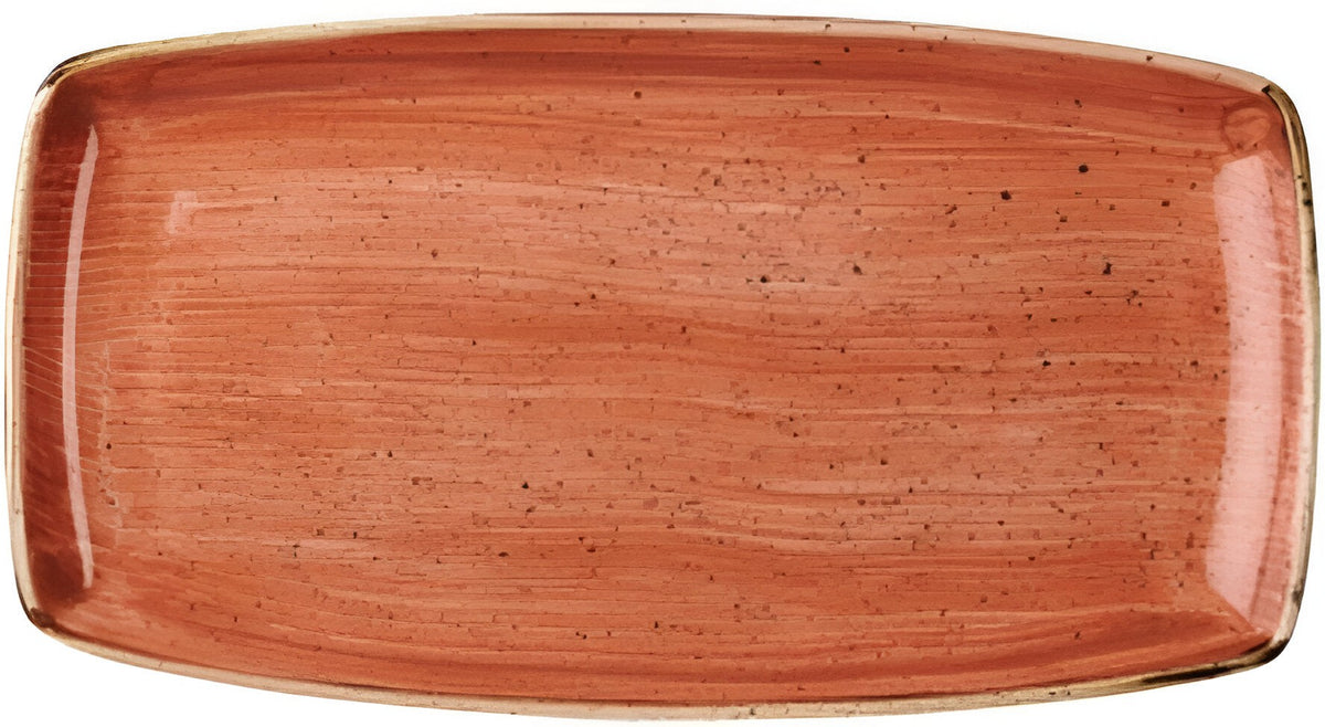Churchill - 13.5" x 7.25" Super Vitrified Stonecast Spiced Orange Oblong Plate, Pack of 6 - SSOSOP141