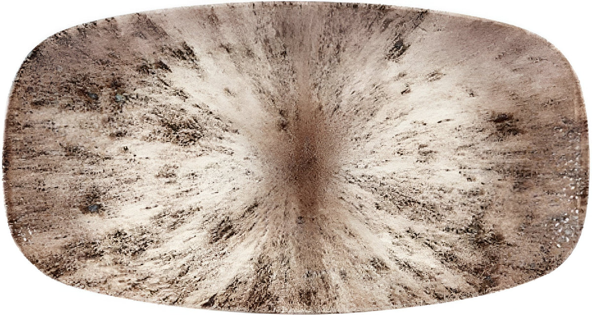 Churchill - 13.97" x 7.4" Super Vitrified Studio Prints Stone Zircon Brown Oblong Plate, Pack of 6 - STZBXO141
