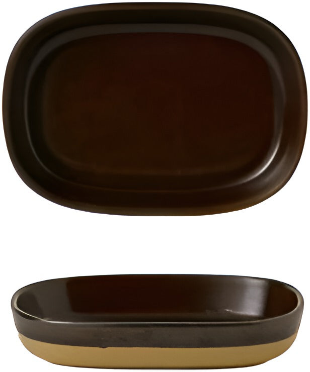 Churchill - 3.5" Super Vitrified Emerge Cinnamon Brown Shallow Tray, Pack of 6 - EMBRET121