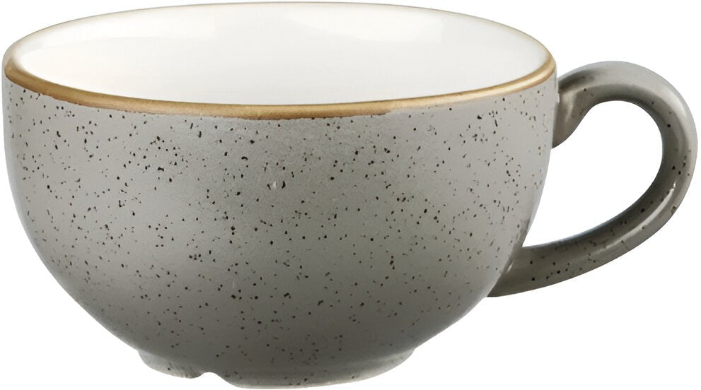 Churchill - 3.7" Super Vitrified Stonecast Peppercorn Grey Cappuccino Cup, Set of 12 - SPGSCB201